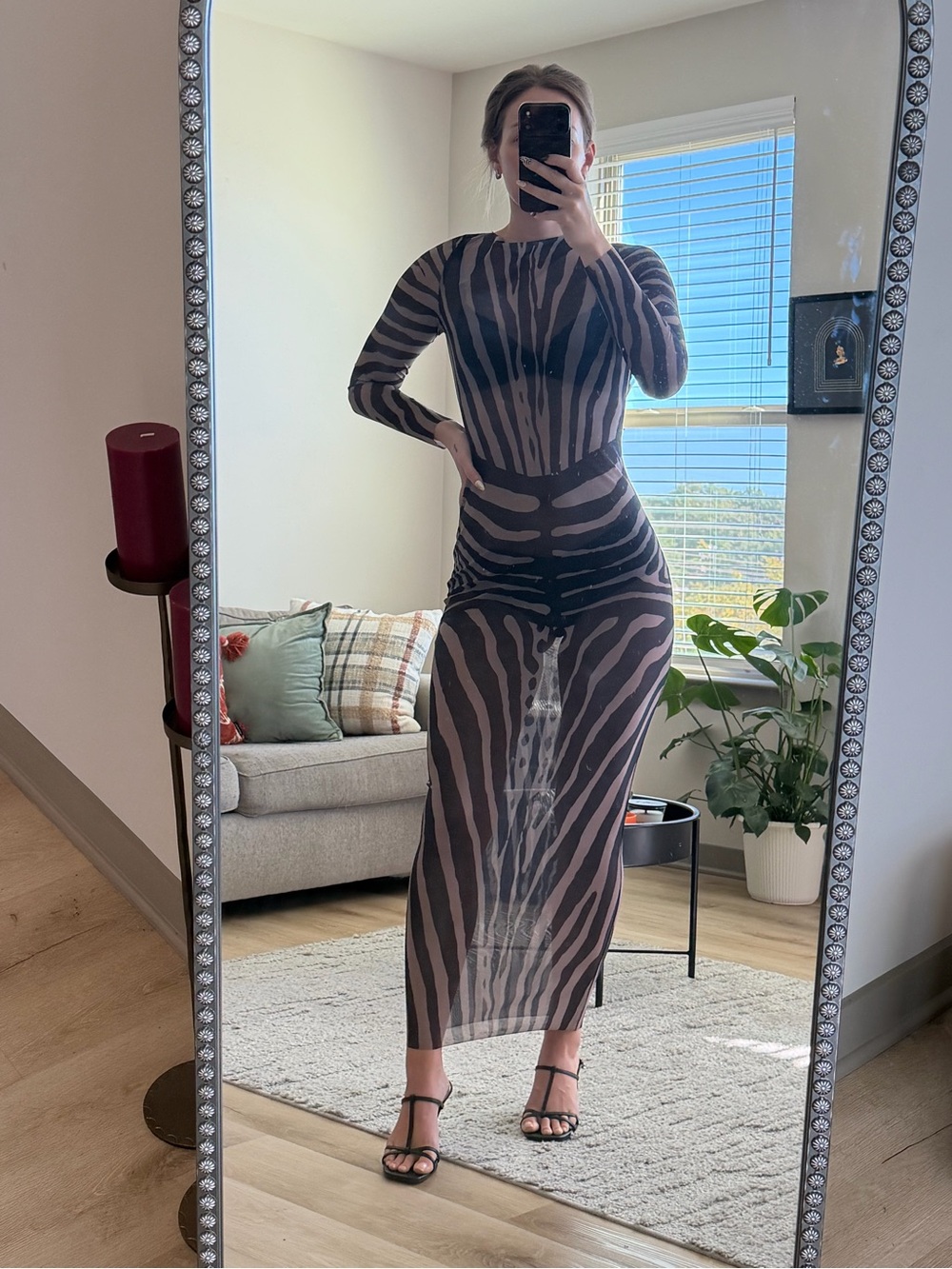 NWT Murci Size US6 Mesh Zebra Print Maxi Dress
